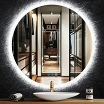 40 inch Backlit Bathroom Round LED Mirror for Bathroom Wall Large Circle Round Lighted Vanity Mirror with Lights Backlit Smart Memory 3 Color Dimmable Anti-Fog 40" Frameless LED Circle Mirrors