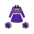 thumbnail image 3 of vastwit Kids Girls Cheer Leader Fancy Dress with Pom Poms Cheerleading Outfits Purple 8, 3 of 5
