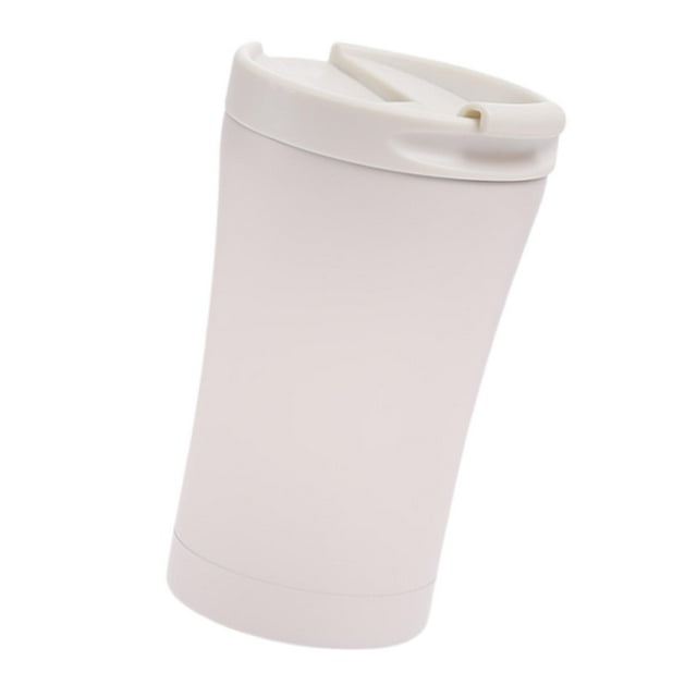 Vaso de café de viaje, taza de café reutilizable, 300 ml, portátil, para bebidas frías y calientes blanco