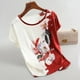 thumbnail image 3 of Camiseta de seda de hielo para mujer, estilo occidental, de mediana edad y anciana, de talla grande, con estampado holgado y base adelgazante, 3 of 5
