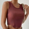 thumbnail image 7 of Wycnly Womens Tank Tops Soft Knitted Ribbed Going out Vest Cropped Tops Summer Fashion Plain Round Neck Sleeveless Shirts Blouse Red s, 7 of 7