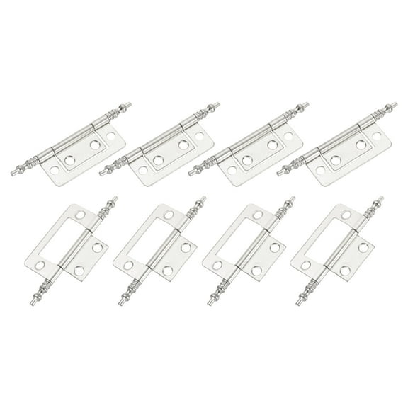 Non-Mortise Hinges, 8pcs Iron Butt Hinge Cabinet Hinges Door Hinges, Silver