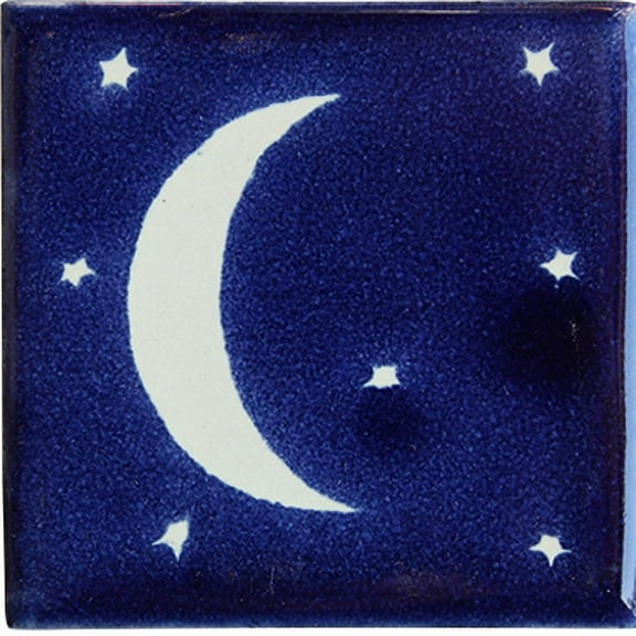 2x2 Moon Face Talavera Mexican Tile, Set of 36 pcs