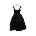 thumbnail image 7 of Dress for Girls Spaghetti Strap Tiered Ruffle Smocked Bodice Sleeveless Summer Sundress Black 5-6Years, 7 of 7