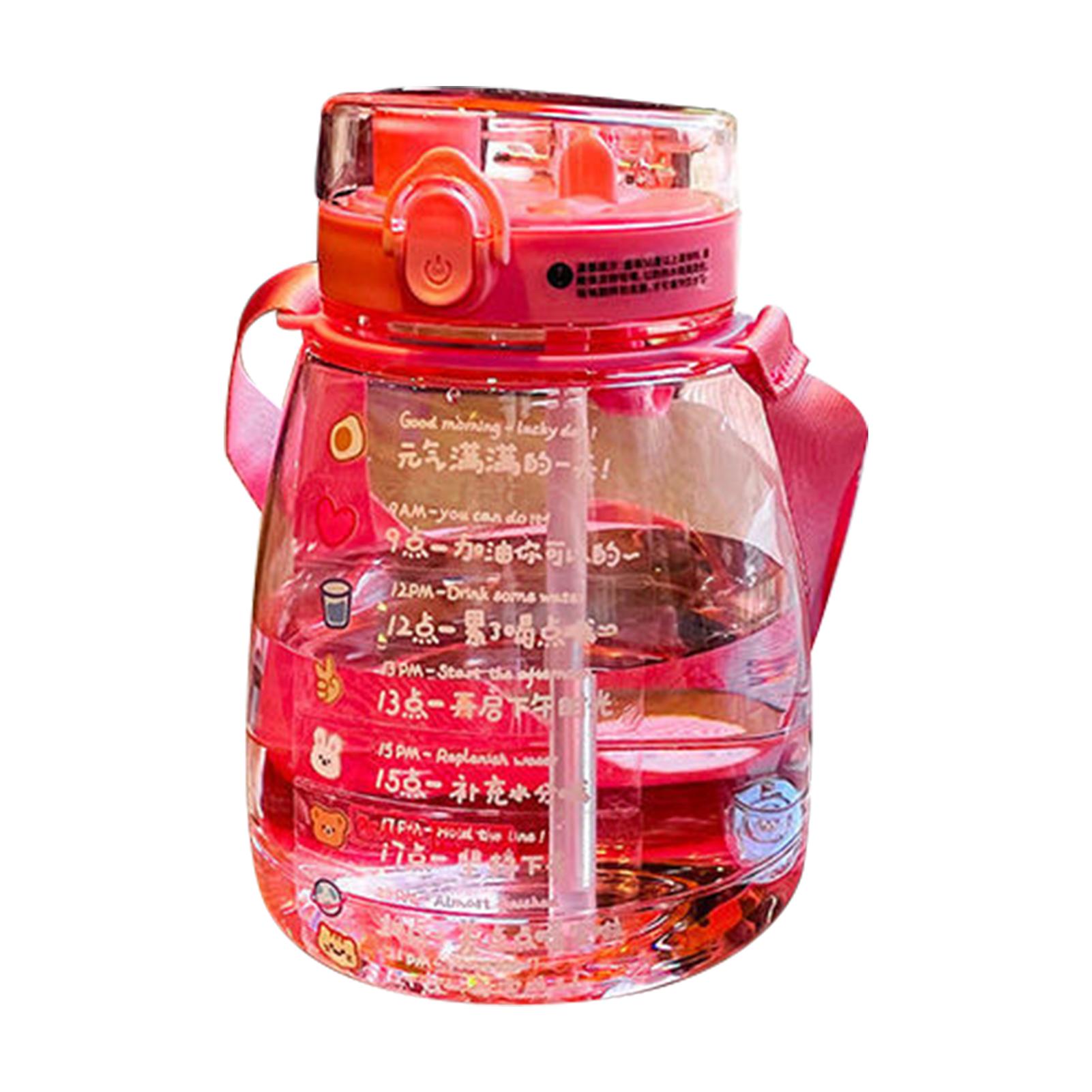 Big Belly Water Bottle 1300ml Gradient Color Water Cups with Straw