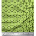 thumbnail image 1 of Soimoi Green Silk Fabric Maze Cube Geometric Print Fabric by the Yard 42 Inch Wide, 1 of 3