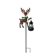 thumbnail image 2 of Solar Reindeer Christmas Garden Stake Metal Outdoor Holiday Yard Decor with Glowing Lantern for Lawn Path Winter Xmas Gift 29.92in, 2 of 7
