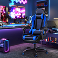 Gaming Chair with RGB LED Lights Video Game Chair with Footrest and