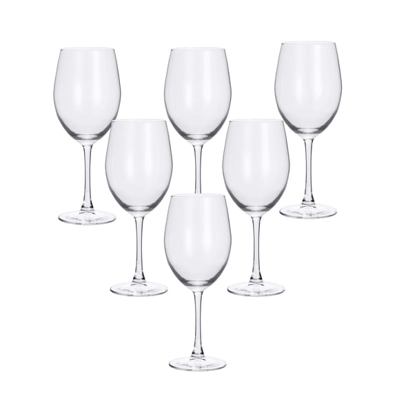 Lorren Home Trends 13 Ounce Long Stem Clear Glass Wine Glasses, Set of 6
