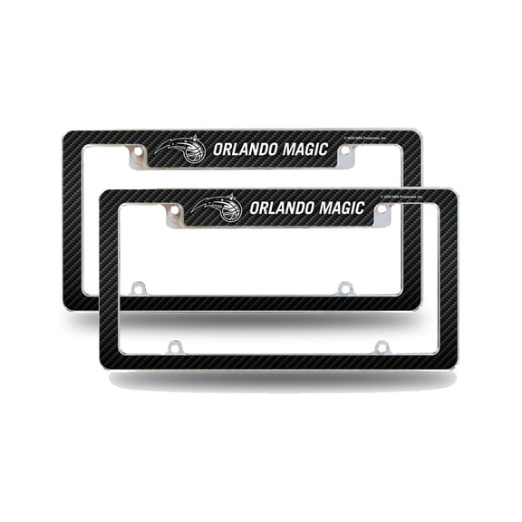 Orlando Basketball Magic (Set of 2) Chrome Metal License Plate Frames with Carbon Fiber Design