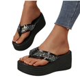 thumbnail image 6 of Samdudou Wedge Sandals Open Toe Thong Flip Flop Glitter Embellished Heel Summer Casual Beach Pool Vacation Ladies Outdoor Style Footwear Daily Wear Lightweight Modern Trendy, 6 of 6