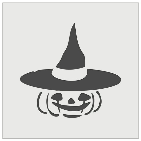 Jack-O'-Lantern with Witch Hat Halloween Pumpkin DIY Cookie Wall Craft Stencil - 5.5 Inch