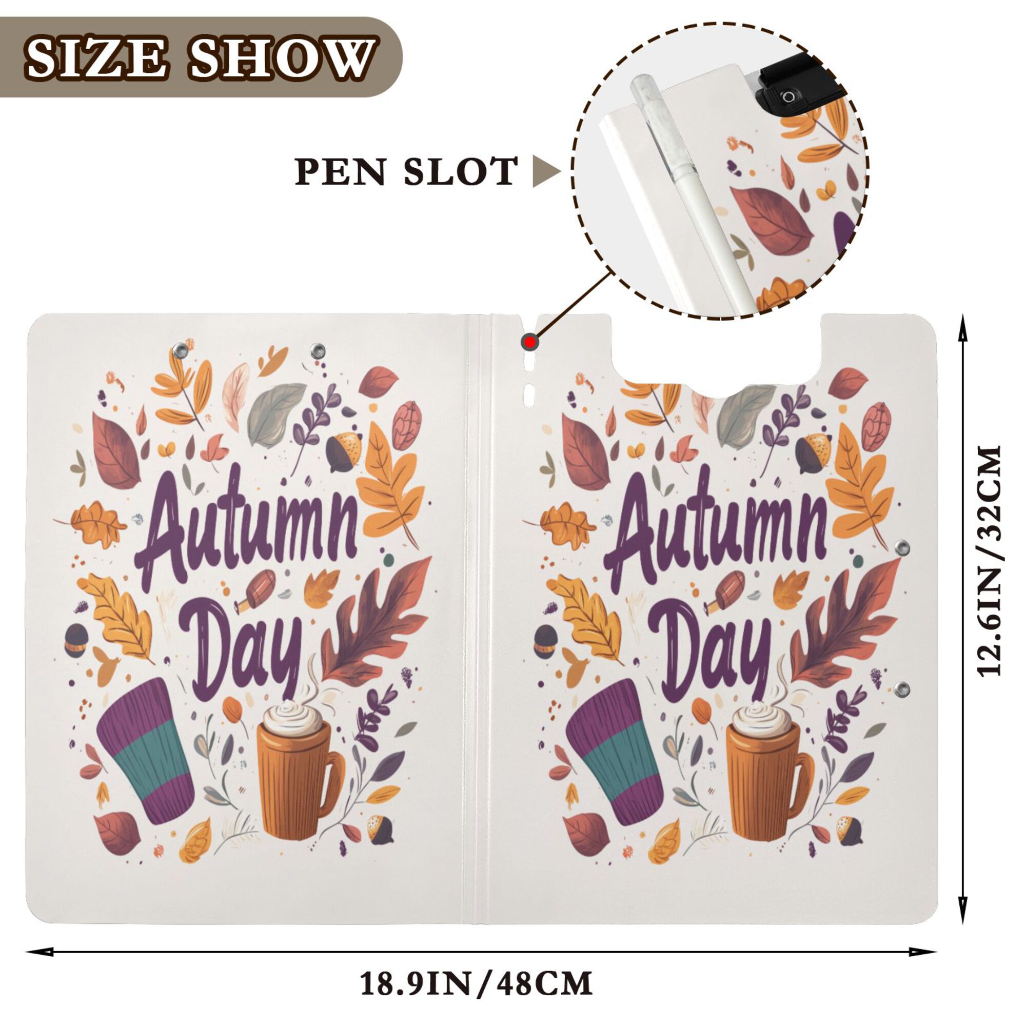 FORMRS A4 Clipboard Folder with Pen Holder Horizontal Foldable School Office Binder, Warm Autumn Day