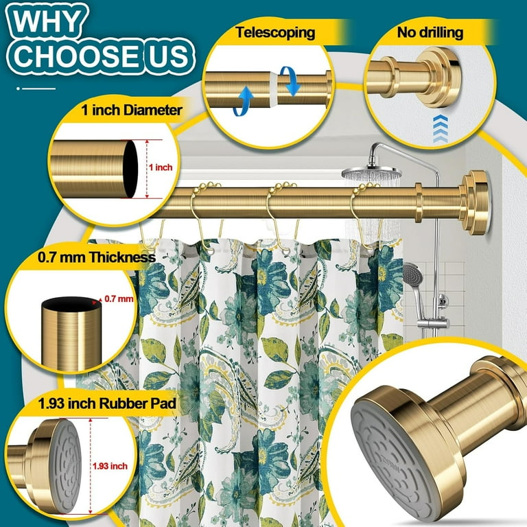 Gold Star Tension Curtain Rod – No-Drill Adjustable Spring Shower Rod ...