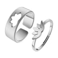 thumbnail image 1 of 2pcs Lotus Couple Set Promise Ring Engagement Wedding Party Matching Adjustable Lover Ring, 1 of 5
