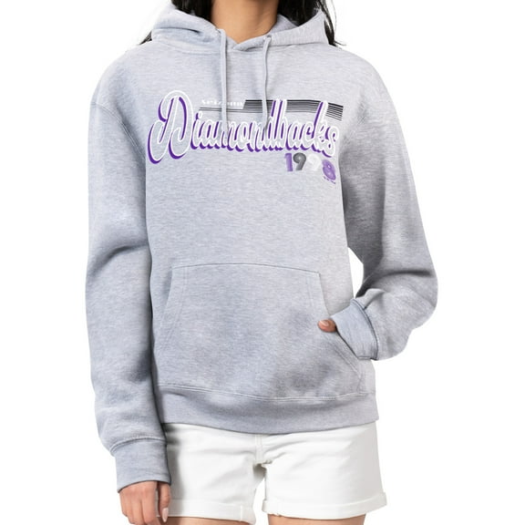Women's Starter Gray Arizona Diamondbacks Groovy Script Team Fleece Pullover Hoodie