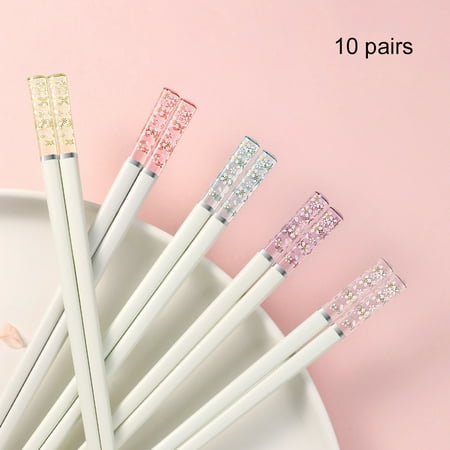 

RuiKe 10 Pairs Sakura Japanese Sushi Chopsticks Reusable High Temperature Resistant Non-Slip Housewarming Gift Household