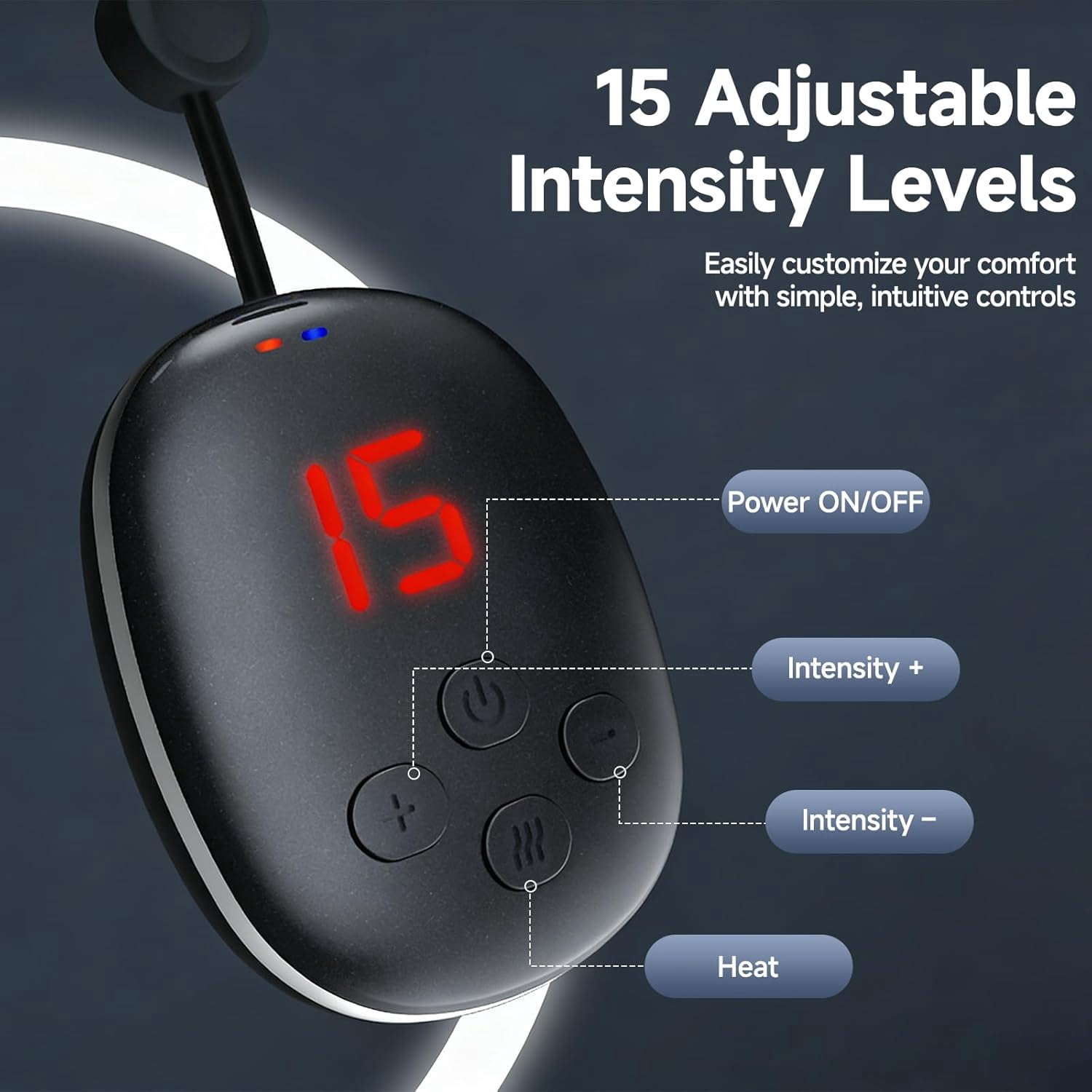 Hanging Pendant Neck Massager, Portable Cervical Massager with Heat, 5 Modes 15 Intensity, Rechargeable for Home Travel