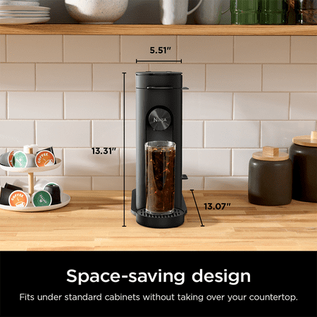 Ninja Pods & Grounds Hot & Iced Single-Serve Coffee Maker, K-Cup Pod Compatible, Rapid Cold Brew, PB045, Black