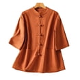 thumbnail image 4 of Kezqiaxn Button Down Shirts for Women Fashion Half Sleeve Crew Neck Summer Tops Business Casual Dressy Blouses, 4 of 9