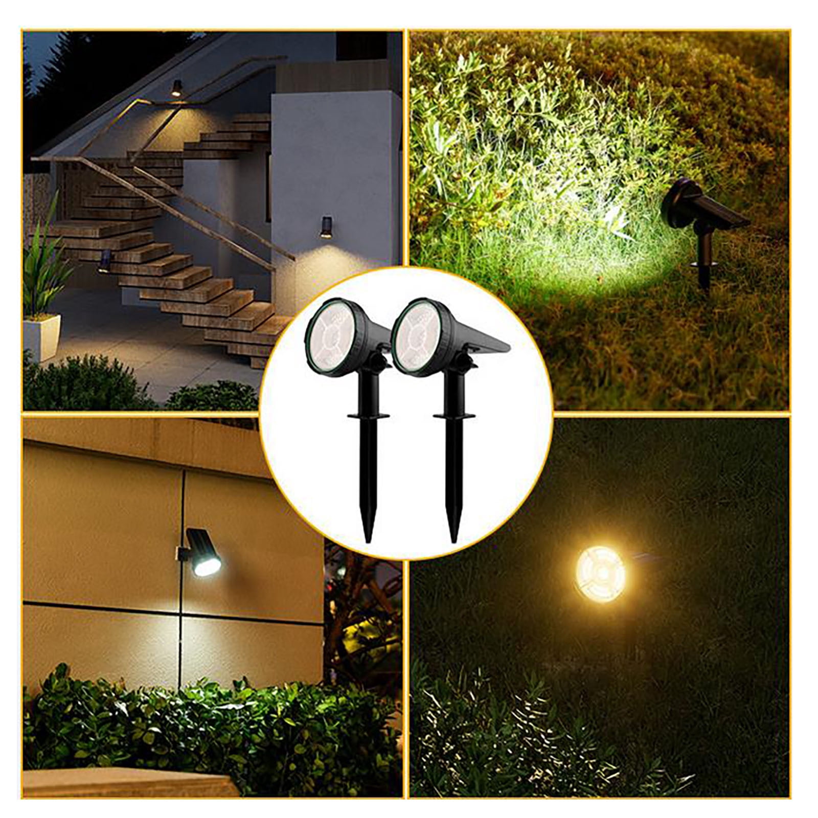 Three Brightness Modes Solar Courtyard Spotlight, Waterproof Outdoor Ground Mount Garden Tree Light, Smart Auto On Off Villa Decoration Lighting for Patio