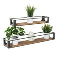 thumbnail image 2 of Honey-Can-Do Set of 2 Floating Metal and Wood Wall Shelves, Rustic/Black, 2 of 9