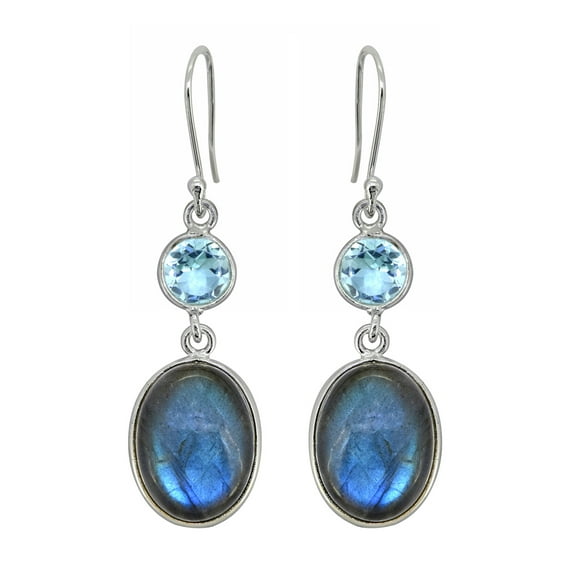 Yo Treasure Women Blue Topaz Labradorite Earring 925 Silver Gifts for Her