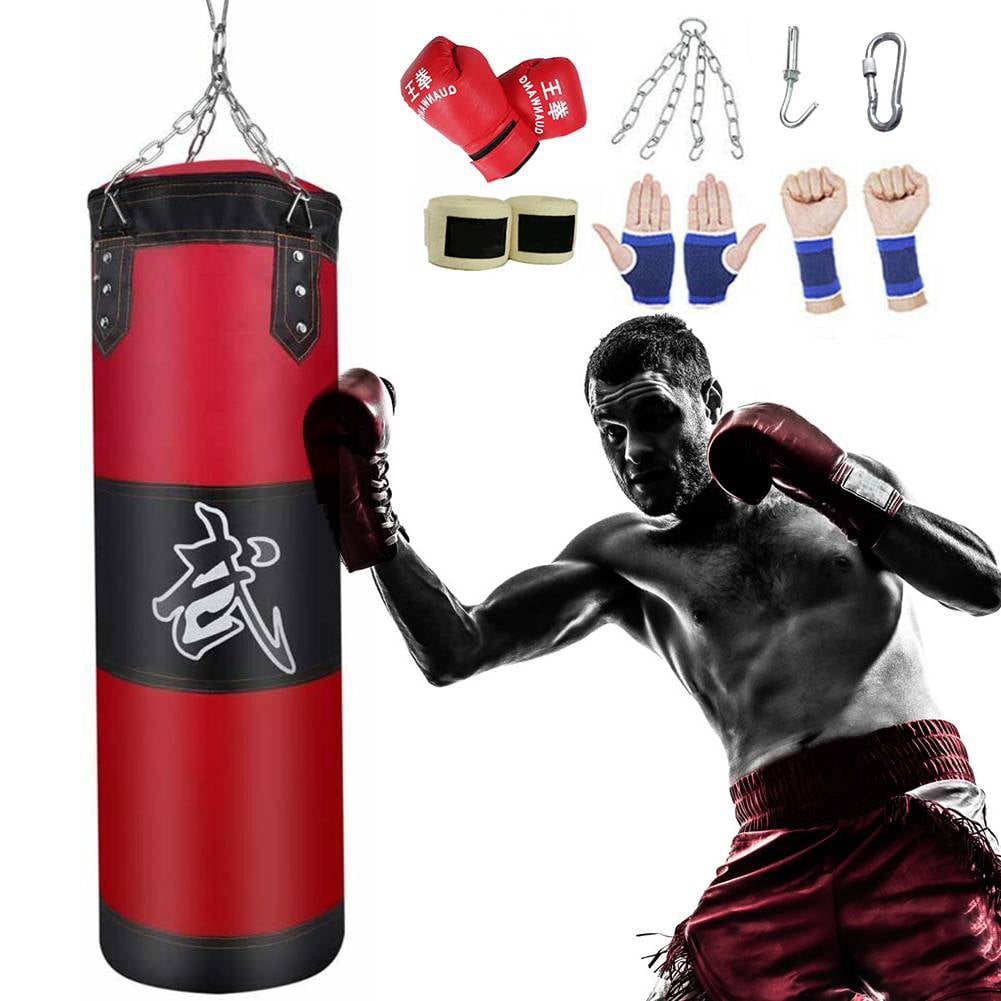 Heavy Boxing Punching Bag Training Gloves Speed Set Kicking MMA Workout Empty 