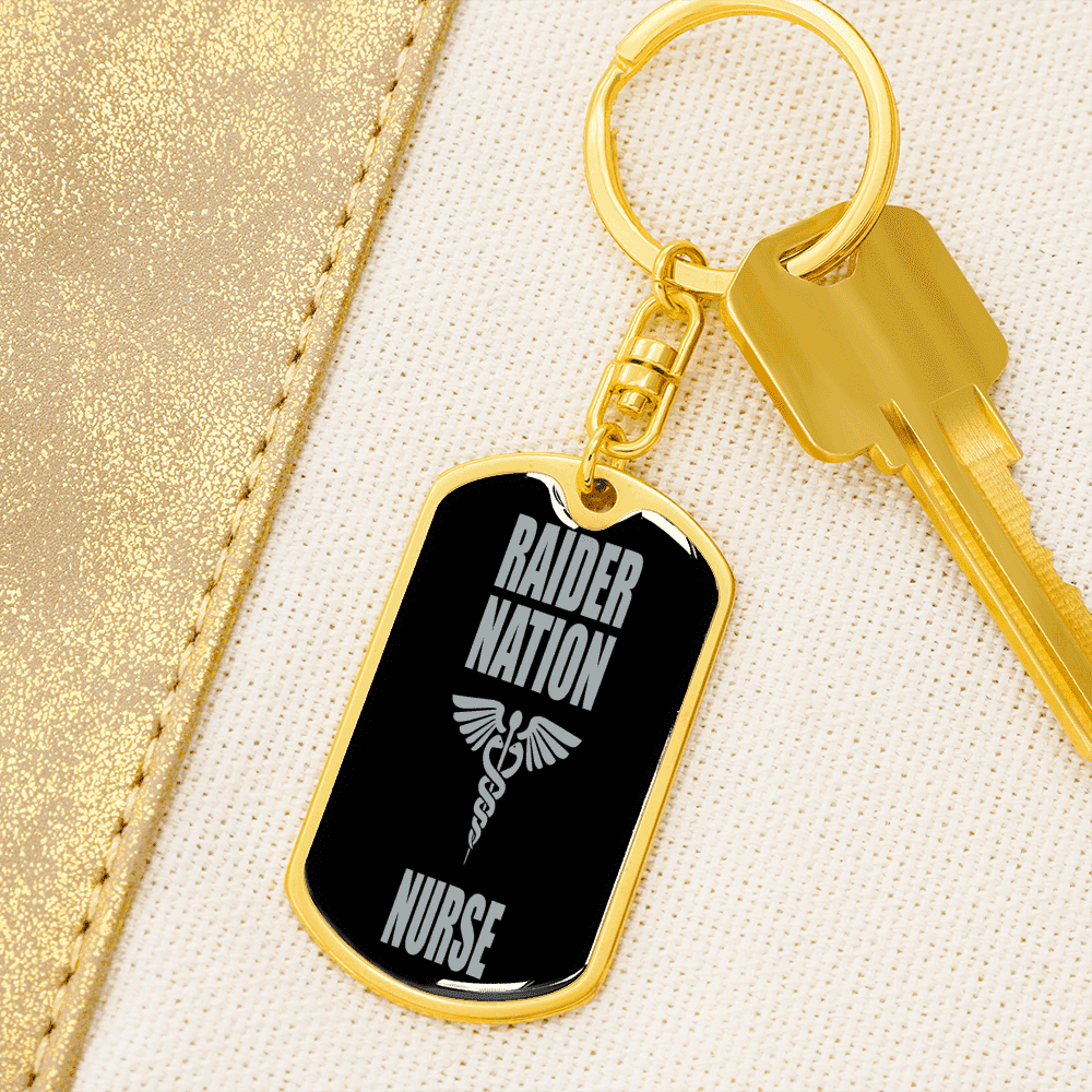 Raider Nurse Swivel Keychain Dog Tag Stainless Steel or 18k Gold