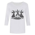 thumbnail image 4 of FAVIPT Witch Halloween Shirts for Women 3/4 Length Sleeve Round Neck Shirts Vintage Print Festival Novelty Tops Casual Scary Party Fall Tees White,L, 4 of 4