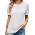 thumbnail image 2 of Womens Tops Women 2025 Spring Short Sleeve Shirts Blouses Casual Business Pleated Work Tshirts Shirts for Women, 2 of 6