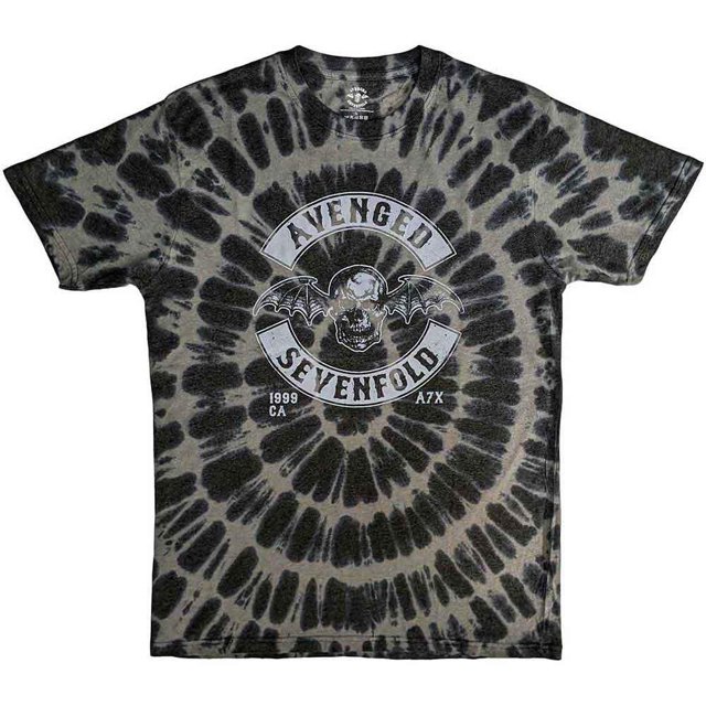 Avenged Sevenfold - Camiseta Death Bat Escudo de Teñida con Nudos para Adultos Unisex (Gris Carbón)