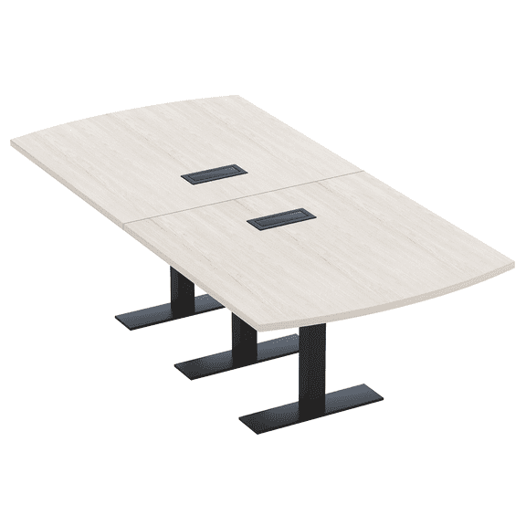 8 Person Arc Rectangle Conference Room Table Metal T Bases w/Electric