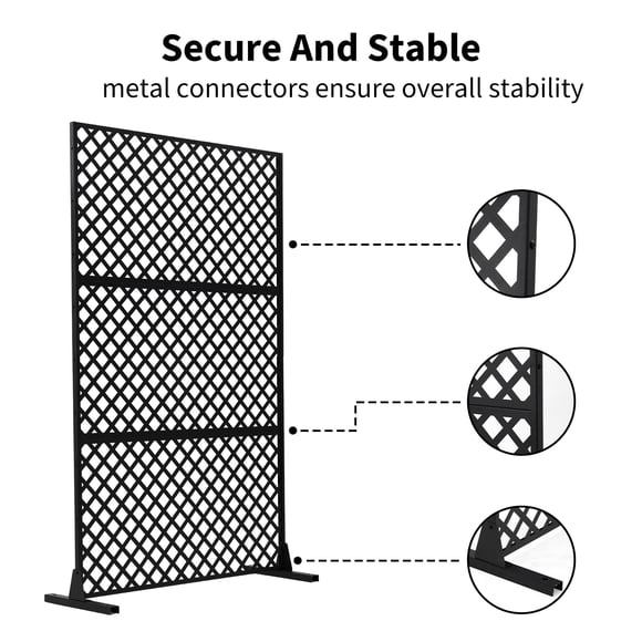 EDTara 3-Panel Metal Privacy Fence, Freestanding Decorative Divider for Outdoor Garden, Balcony, or Indoor Spaces
