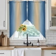 thumbnail image 2 of Navy Blue and Yellow Gradient Swag Valances for Windows 2 Pack Minimalist Ombre Modern Art Swag Kitchen Curtains 36 Inches Long Rod Pocket Short Window Treatment for Kitchen Bathroom 28"x36", 2 of 9