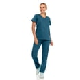 thumbnail image 4 of Hey Collection Womens Stretch Colorful Cargo Mock Neck Scrubs Set, Medical Nursing Tops with Four Pocket Scrubs Straight Leg Pants, 4 of 5