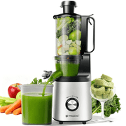 HYSapientia Cold Press Juicer Machines with Fruit Puree & Gelato Function,Slow Masticating Juicer for Fruits & Vegetables, 4-Inch Wide Chute, 1000ml Cup, Easy Clean