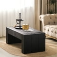 thumbnail image 2 of 49" Modern Wooden Coffee Table with Thick Legs, Center Table for Living Room, Black, 2 of 6