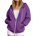 thumbnail image 4 of IUYRTFE Women's Full Zip Hoodie Jacket with Drawstring and Pockets Long Sleeve Casual Sporty Outerwear, 4 of 6