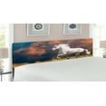 thumbnail image 2 of Horses Headboard, Andalusian Horse with a Majestic Dust Cloud Background Strong Desires Photo, Upholstered Decorative Metal Bed Headboard with Memory Foam, King Size, White Orange Green, by Ambesonne, 2 of 4