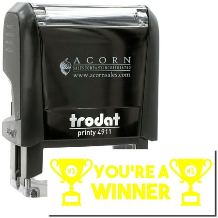 Self-Inking You re a Winner Stamp  Trodat Printy 4911  Press and Print Stamping  Impression Size 5/8  x 1-1/2   Up to 10 000 Impressions - Yellow Ink