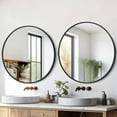 thumbnail image 4 of Gleamira 20" Round Wall Vanity Mirror Bathroom Mirror with Aluminum Alloy Frame, Black, 4 of 5