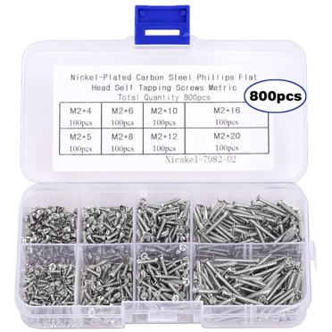 340-Piece M3 Phillips Pan Head Screw & Nut Assortment Kit - Stainless Steel, 8 Lengths + Hex Nuts