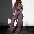 thumbnail image 3 of CILENON Plus Size Set Women's Solid Color Zipper Double Pocket Drawstring Long Sleeve Top Fashion Casual Pants Set Ropa De Mujer Casual Y Moderna Sweat Outfits for Women 2 Pieces (Purple,L), 3 of 6
