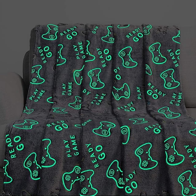 HOARBOEG Shining In The Dark Game Machine Soft Sleeping Strip Blanket Christmas Birthday Decoration Magical Light Throw 50x60 Inch