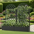 thumbnail image 4 of Round Metal Flower Box with Trellis, Raised Planter with 4 Wheels, Trellis and Privacy Screen for Climbers, Vegetables, Vines, Perfect for Patio., 4 of 8
