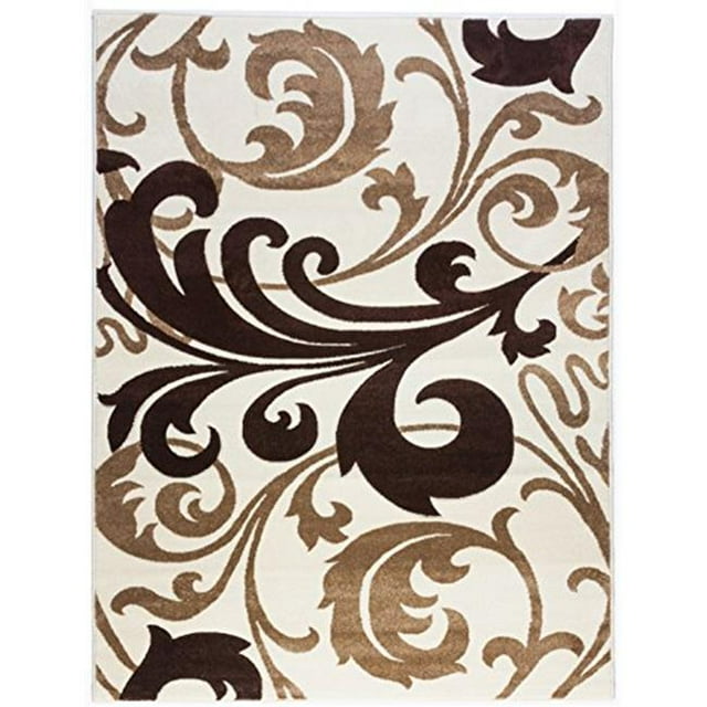 Infinity Home 600624 3 Pi 11 Po x 5 Pi 3 Po Rubis Leslie Fleur de Lis Tapis de la Région - Ivoire