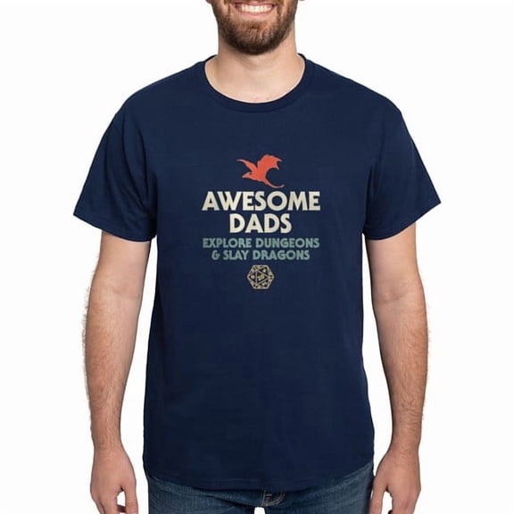 CafePress - Awesome Dads Explore Dungeons And Slay Dragons Men's Value T Shirt - Men's Classic Cotton T-Shirts