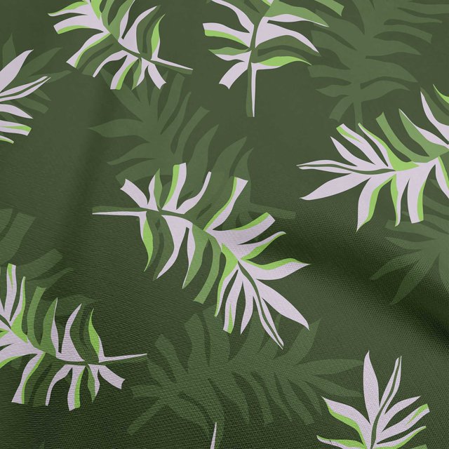 oneOone Georgette Viscose Dark Green Fabric Abstract Leaves Sewing Craft Projects Fabric Prints By Yard 42 Inch Wide