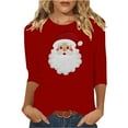 thumbnail image 2 of asdoklhq Christmas Sweatshirts for Women Ladies' Christmas Round Neck 3/4 Sleeve T-shirt Shirt Red L, 2 of 4